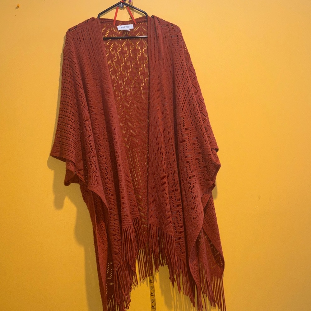 Nine West Rust Open Knit Poncho